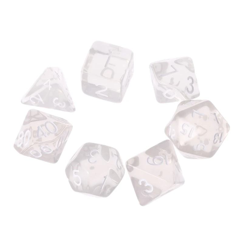 Набор из 7 сторонних многогранных костей для ролевых игр DND D и D4 D20 Clear|Кубики| |
