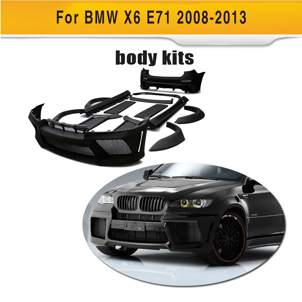 Черный праймер FRP комплект кузова с выхлопом для BMW X6 E71 SUV 4 Door 2008 2013 xDrive35i xDrive50i