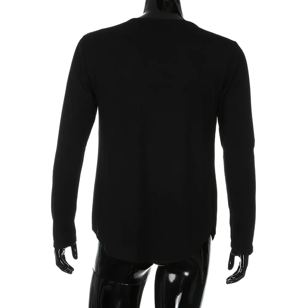Feitong рубашка для мужчин Slim Fit О-образным вырезом с длинным рукавом мышцы рубашка повседневные блузки Social Masculina