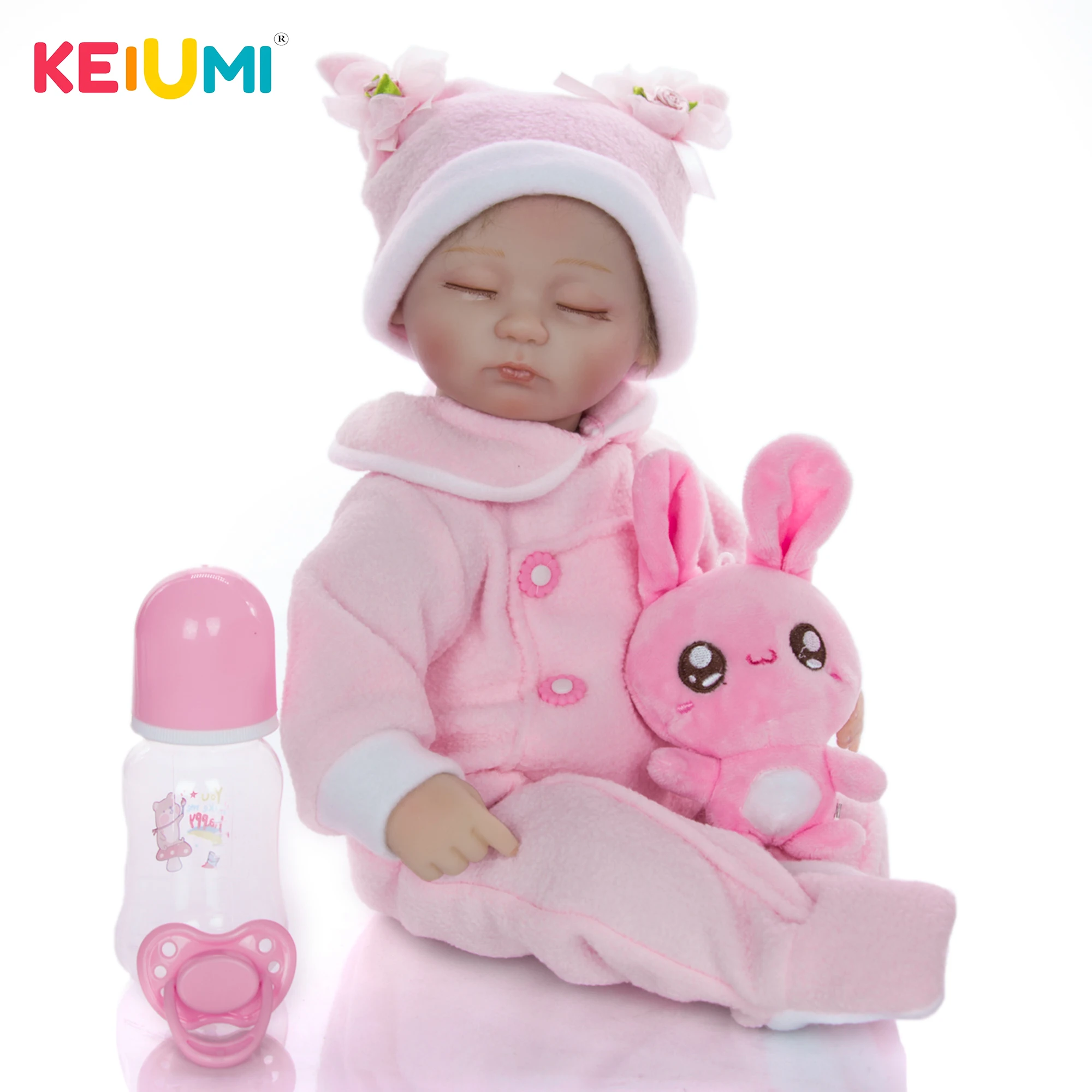 

KEIUMI 17 Inch Realistic As Sleeping Lifelike Reborn Baby Doll Soft Silicone Reborn Close Eyes Doll Toy For Kid Birthday Gift