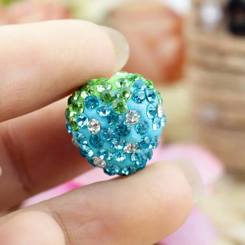 

New Fashion 50pcs 14x16mm Lake Blue Clay Beads Clay Pave Disco Crystal Beads For Jewelry Making Bracelet Earrings DIY Beads