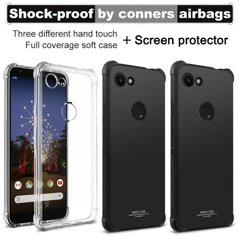 IMAK Для Google Pixel 3A Чехол ударопрочный противоударный мягкий ТПУ задняя крышка для Pixel 3A XL чехол с пленкой