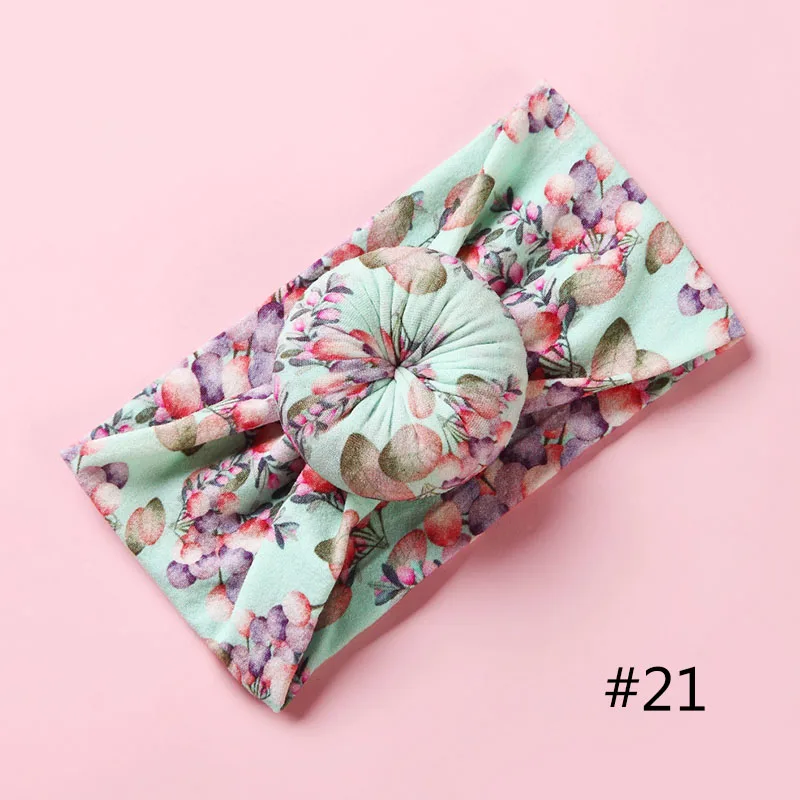 No.21 1 шт. крутая летняя детская нейлоновая повязка на голову с бантом бант для новорожденных круглая повязка на голову для девочек - Цвет: No.21