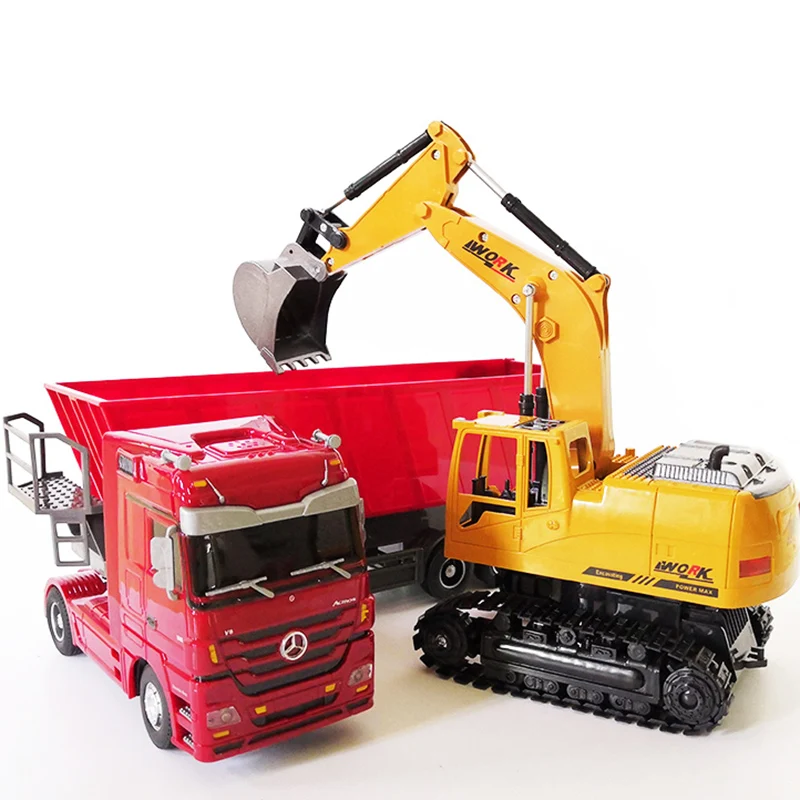 

RC excavator toys RC toy Auto Lift Engineering car Dumper Tilting Cart Tip Lorry tractor Crawler Digger Model brinquedos