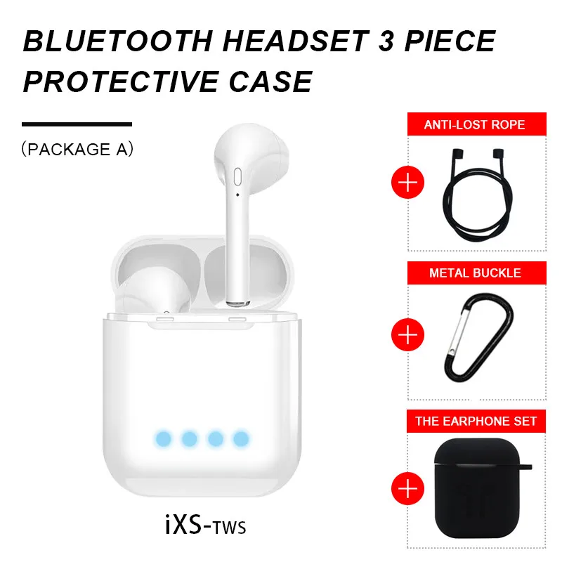 iXS Package A Black IXS TWS мини беспроводные Bluetooth наушники 5,0 стерео наушники с зарядным устройством микрофон для xiaomi huawei всех смартфонов - Цвет: iXS Package A Black