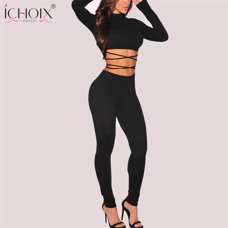 Оболочка Bodycon Lo Ши комплект из двух предметов Длинные рукава повязку сексуальные