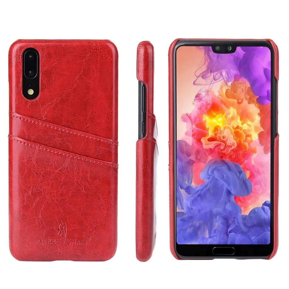 Red Чехол для huawei P20 P8 mate 9 Pro Honor 7, задняя крышка из натуральной кожи с масляным воском для huawei P20 P8 mate 9Pro, чехол с держателями карт - Цвет: Red