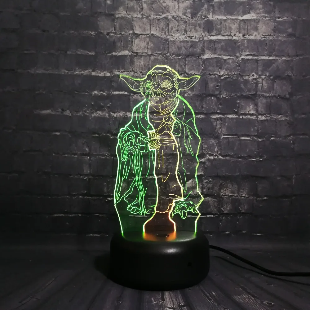 Новый креативный 3D светильник Master Yoda с рисунком из мультфильма Звездные войны