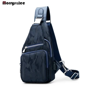 Мужская нагрудная сумка из ткани Оксфорд, Повседневная многофункциональная сумка через плечо с USB-зарядкой, 2019