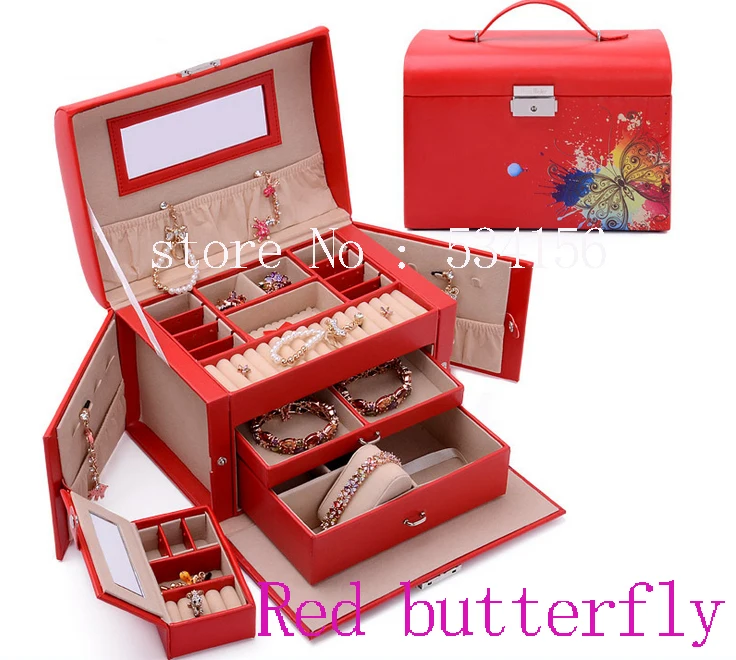 Бесплатная доставка роскошная практичная кожаная шкатулка для ювелирных