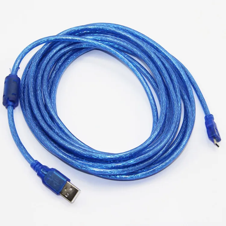 Bochara Micro USB 2,0 кабель для передачи данных USB-A к Mirco-B двойное экранирование(фольга+ Плетеный) Прозрачный синий 1,5 м 1,8 м 3 м 5 м