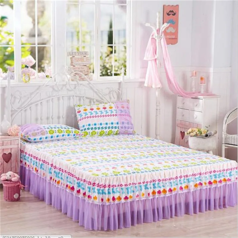 Шелковая юбка-кровать с рисунком пиона 3 шт. простыни покрывала двухслойные