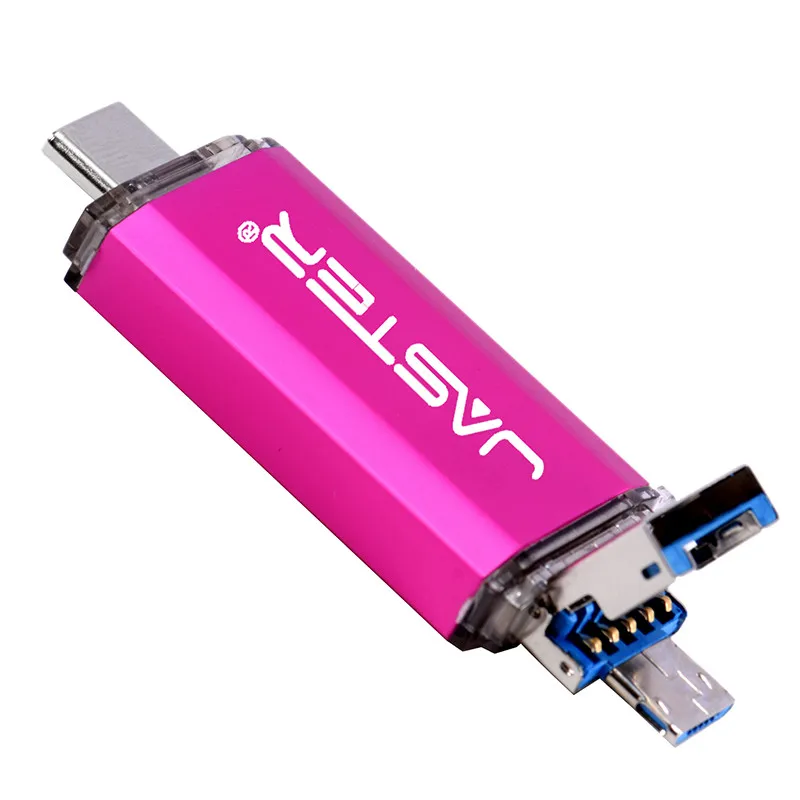 Pink JASTER OTG 3 в 1 USB флеш-накопители USB 3,0& type-C& Micro USB 128 Гб 64 Гб 32 Гб 16 Гб флешки двойной флеш-накопитель Cle USB - Цвет: Pink