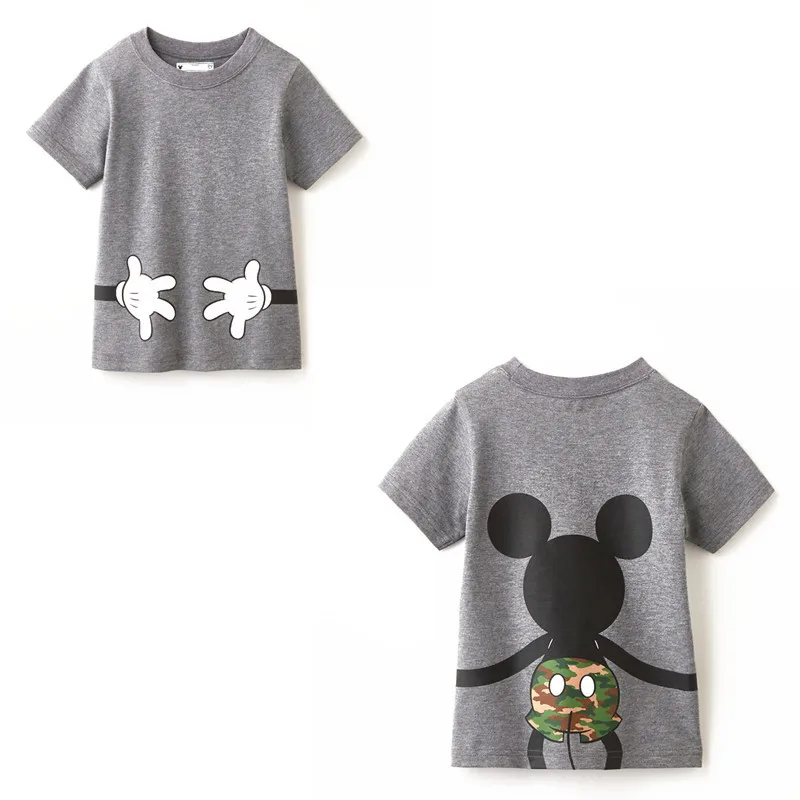 E301 camo mickey Одежда для мамы и дочки, хлопковый топ с рисунком мышки для мальчиков и девочек, летние футболки с короткими рукавами, Одинаковая одежда для семьи с Микки Маусом, E301 - Цвет: E301 camo mickey