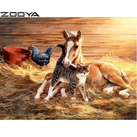 zooya diamond embroidery animal 5d diamond embroidery horse diamond painting animal farm cat chicken sale full round drill home