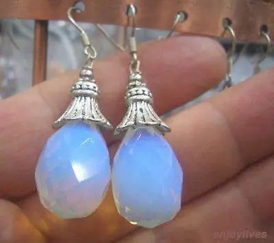 Бесплатная доставка @ синий огненный опал Висячие тибетские серебряные серьги на
