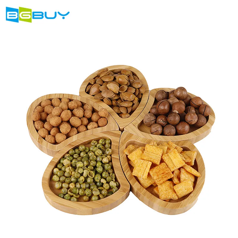 5 сетки разделенные Твердые бамбуковые специальные тарелки для посуды