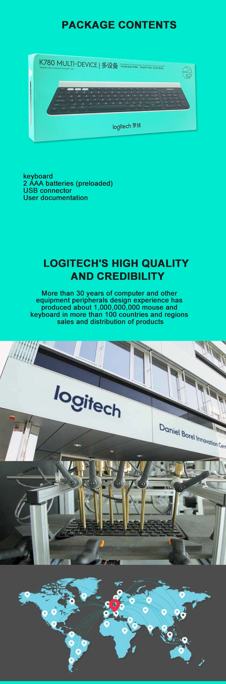 Оригинальная Беспроводная Клавиатура logitech K780, игровая клавиатура с Bluetooth, эргономика, мультиустройство, клавиатура для телефона, планшета, ПК