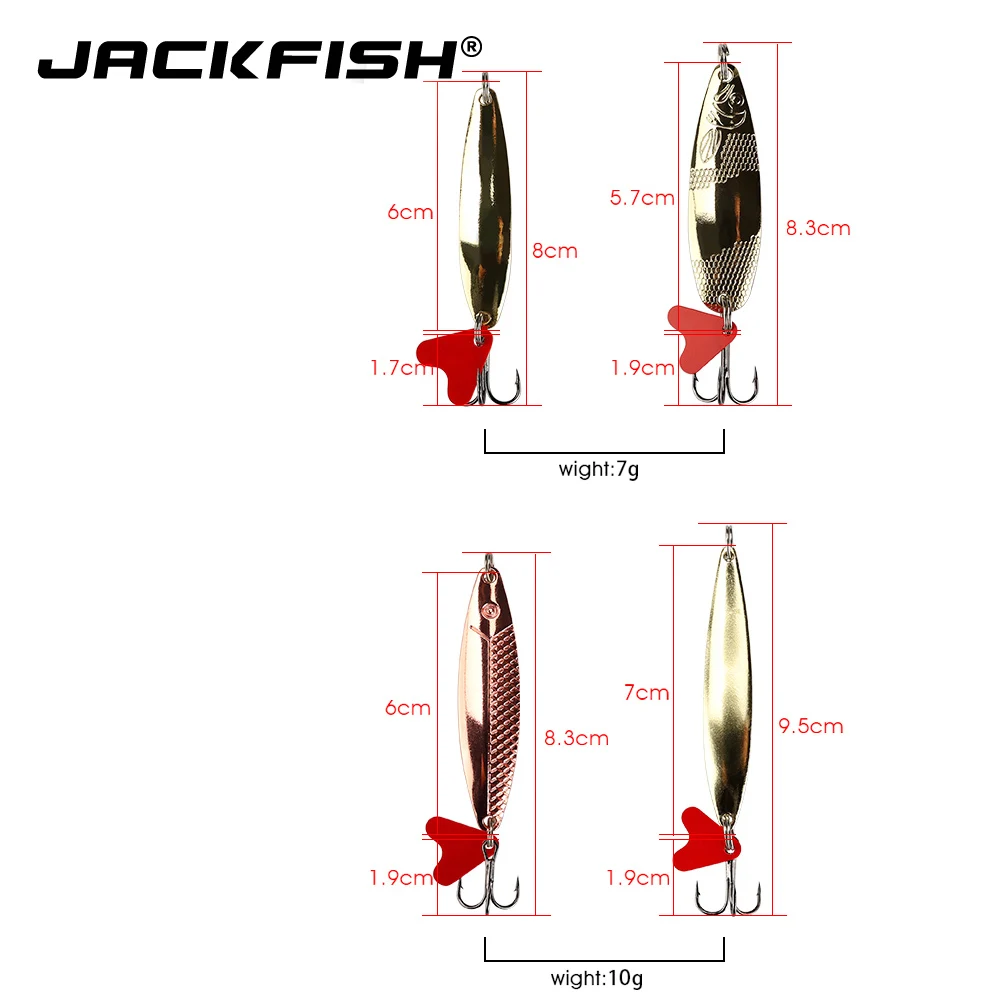 JACKFISH, 20 шт./лот, набор металлических наживок с блестками, 2,5 г/5 г/7 г/8 г/10 г, блесны, ложка, комплект рыболовной приманки с коробкой, жесткая приманка, рыболовный крючок