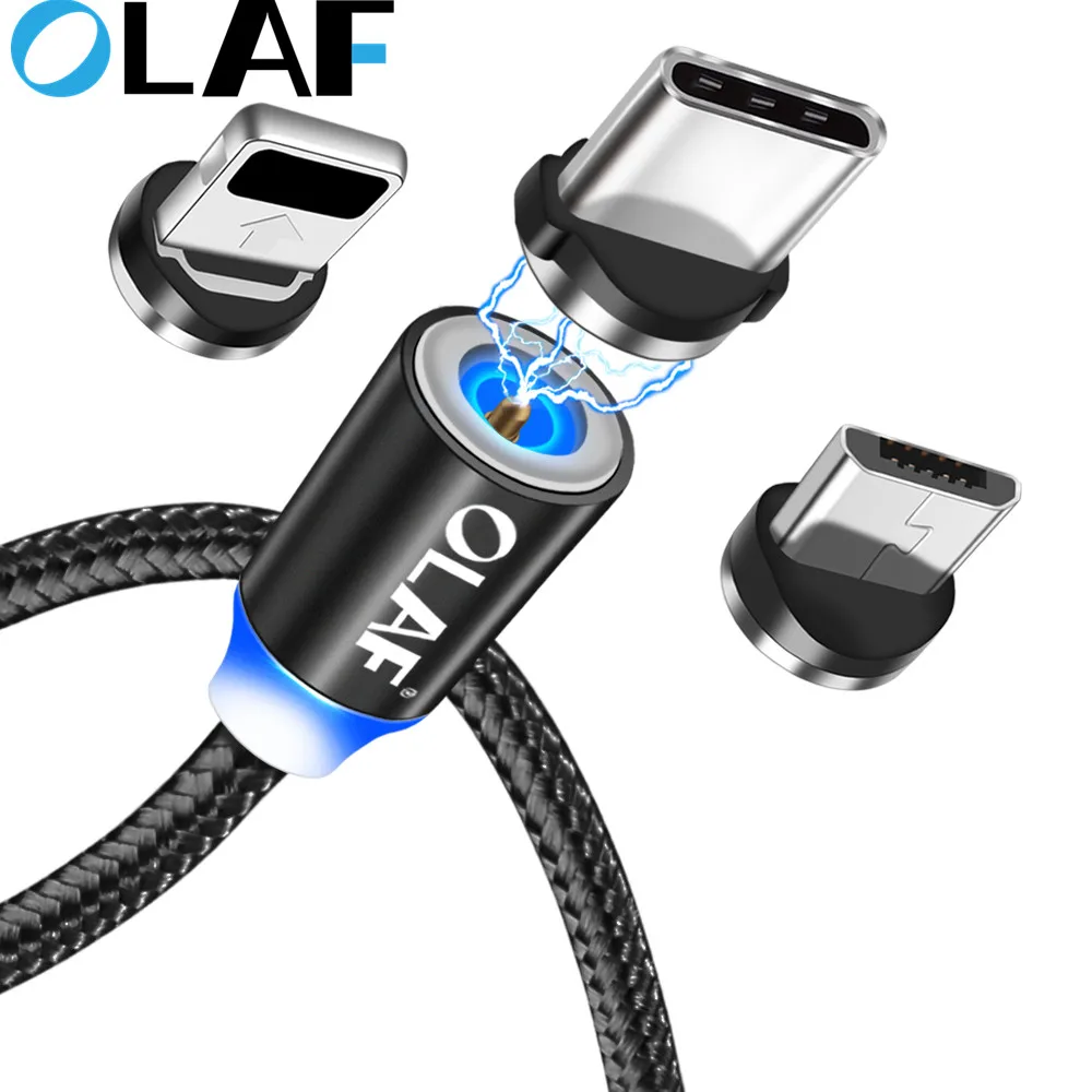 Круглый Магнитный кабель OLAF штекер типа C Micro USB для быстрой зарядки телефона