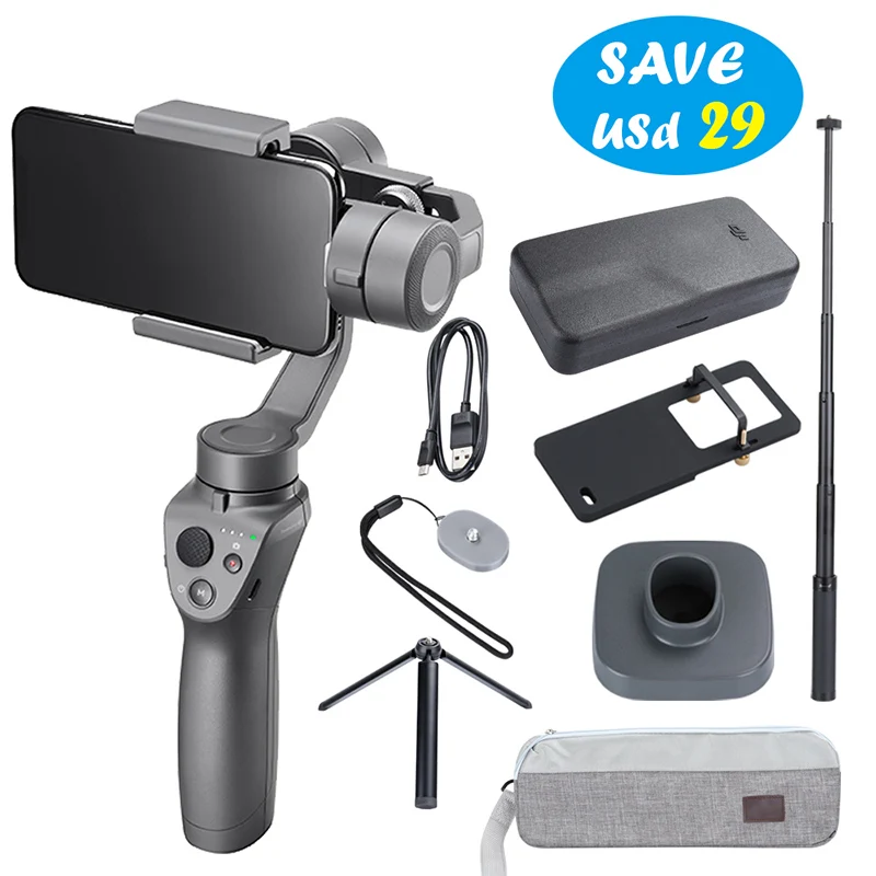 Osmo with Full Set DJI Osmo Mobile 2 стабилизатор 3-осевой портативный монопод с шарнирным замком для смартфона Gopro Камера телефоны iPhone Xs 8(плавное воспроизведение видео/зум Управление - Цвет: Osmo with Full Set