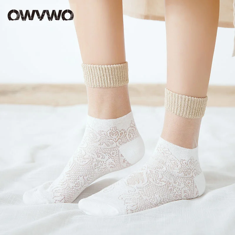 OWVWO 2018 новые стильные женские летние кружевные цветочные носки