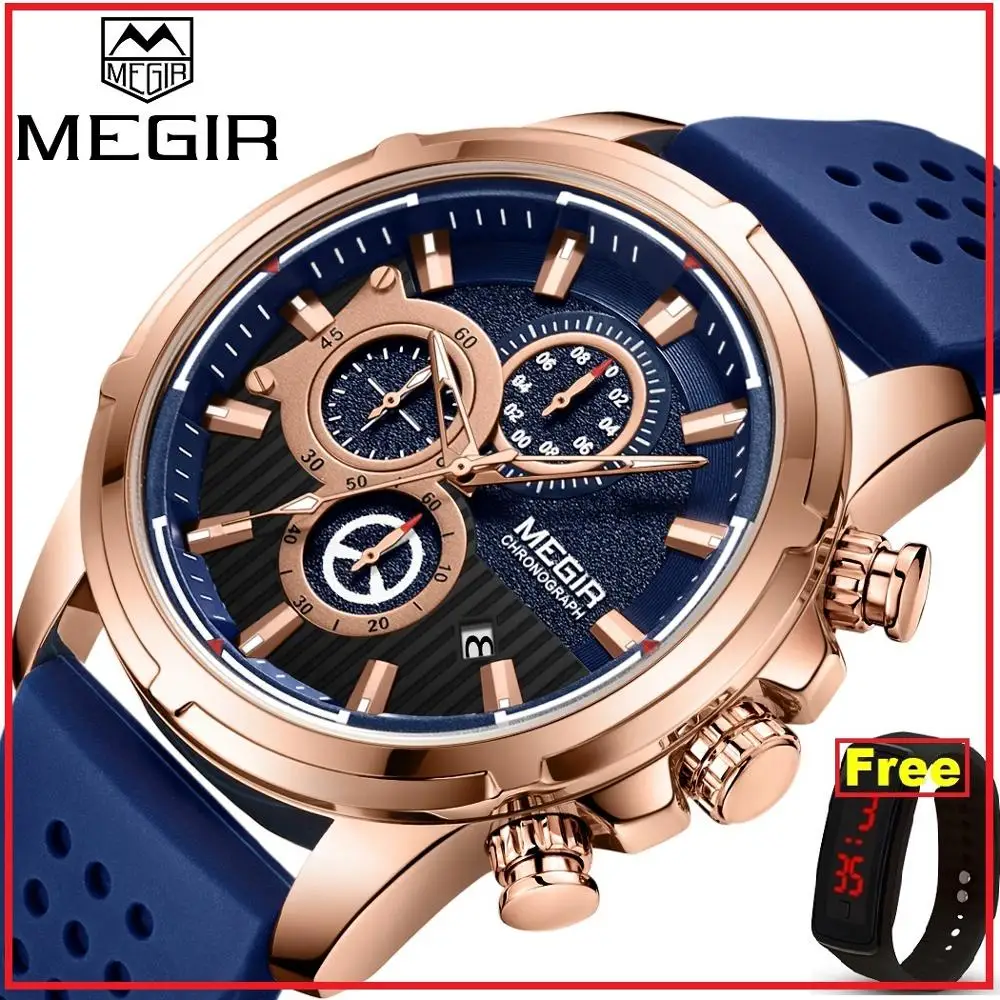 Часы наручные MEGIR Мужские кварцевые брендовые аналоговые спортивные роскошные