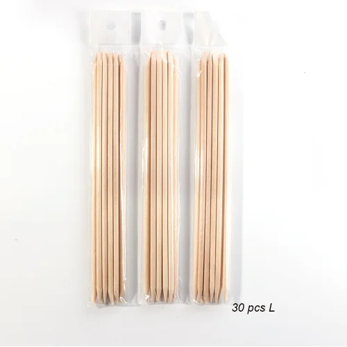 30 pcs L 3 размера, двухсторонние оранжевые палочки для дизайна ногтей, деревянные палочки для удаления кутикулы, набор для удаления кутикулы, инструмент для маникюра и педикюра TR709 - Цвет: 30 pcs L