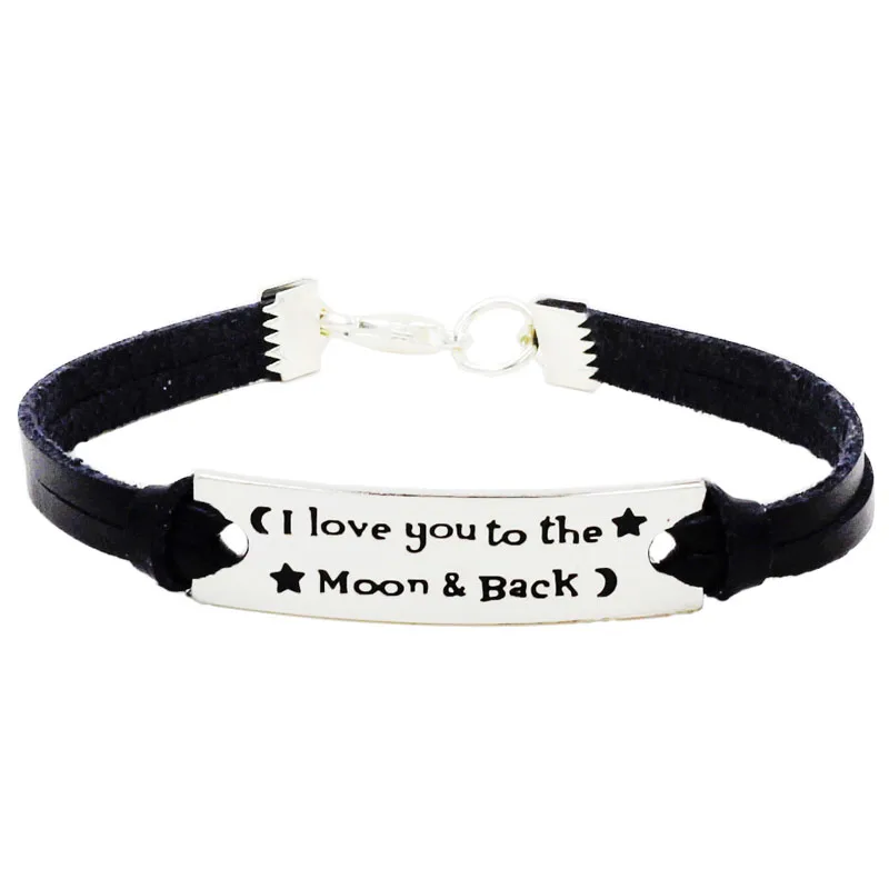 Браслет с надписью I love you to the moon and back воодушевляющие ремешки из сплава черный
