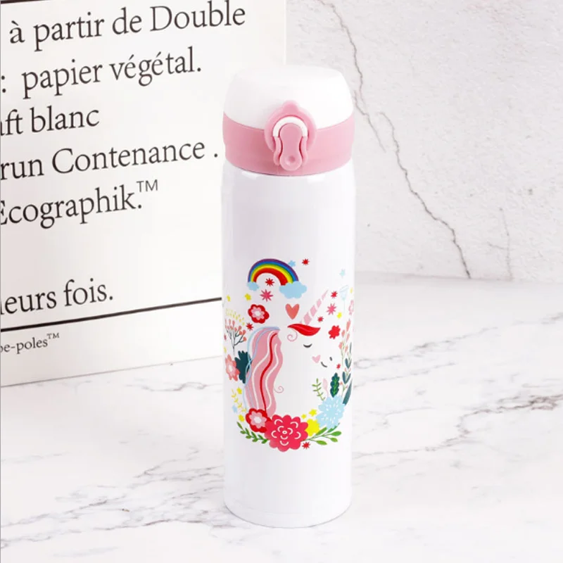 white flower Термокружка Из Нержавеющей Стали, Термокружка, Детские термокружки, вечерние термосы, автомобильный термос для кофе, чая, напитков - Цвет: white flower