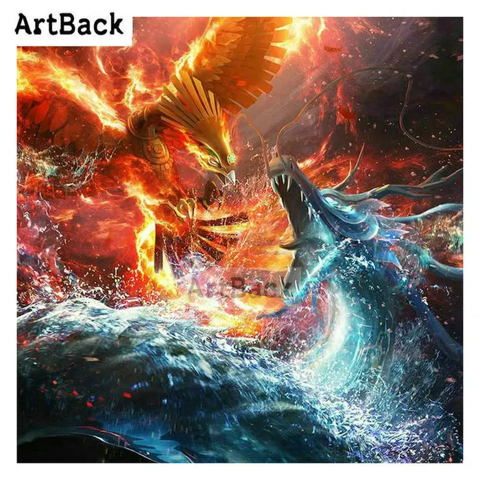 ARTBACK 5d Сделай Сам алмазная живопись огонь феникс льда Алмазная вышивка дракона