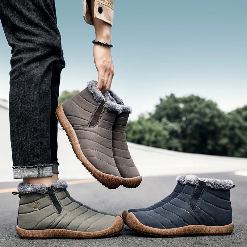 Мужские зимние ботинки на меху Теплая мужская модная обувь Повседневная