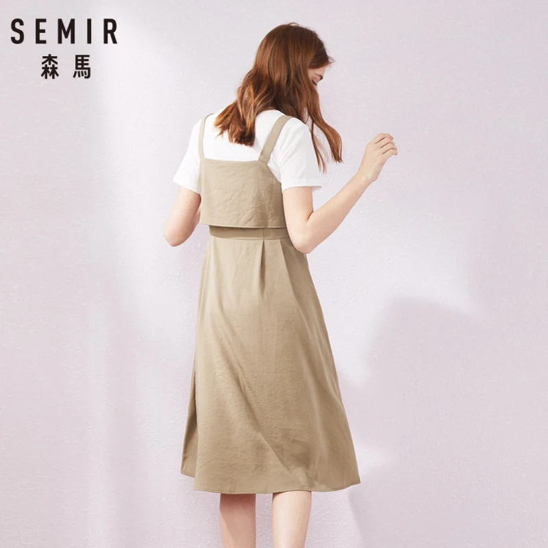 Женский костюм двойка SEMIR белая футболка с коротким рукавом и платье лето
