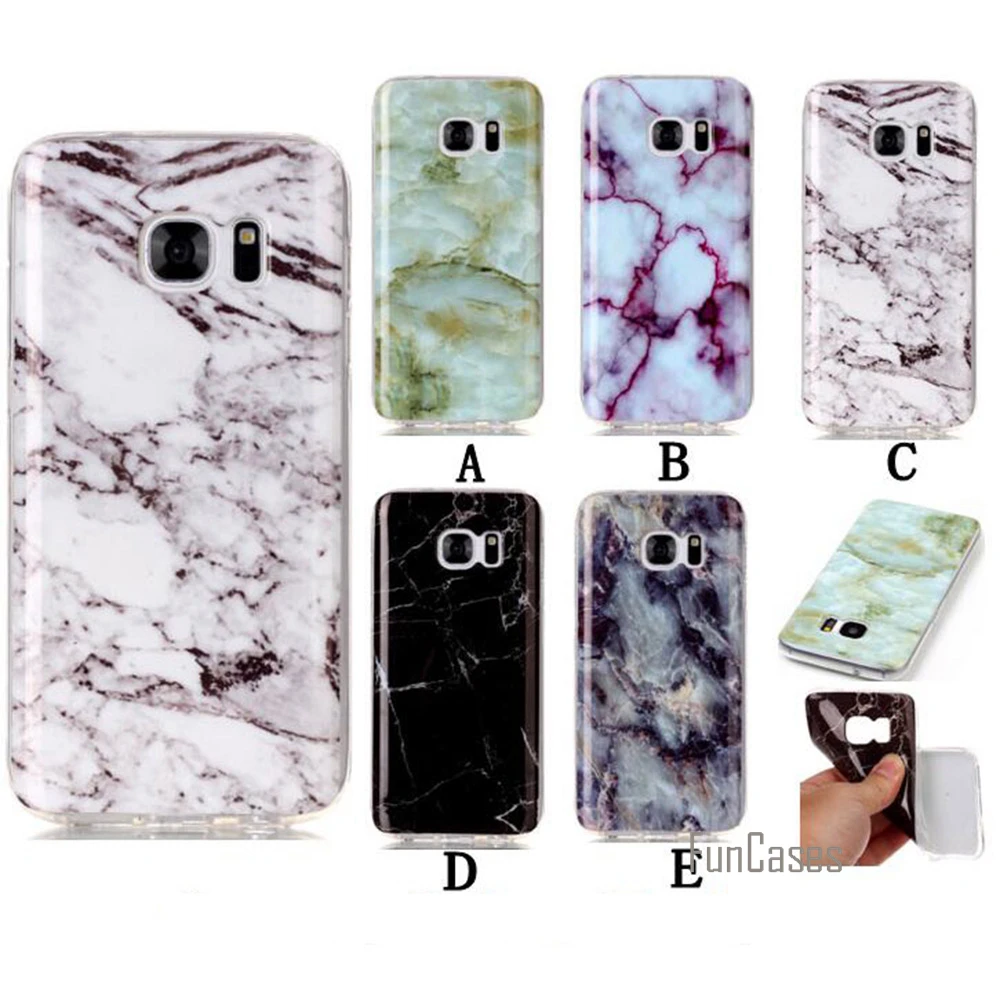 S7 Edge чехол и защитой от грязи мягкий тонкий рисунок под мраморный камень накладка