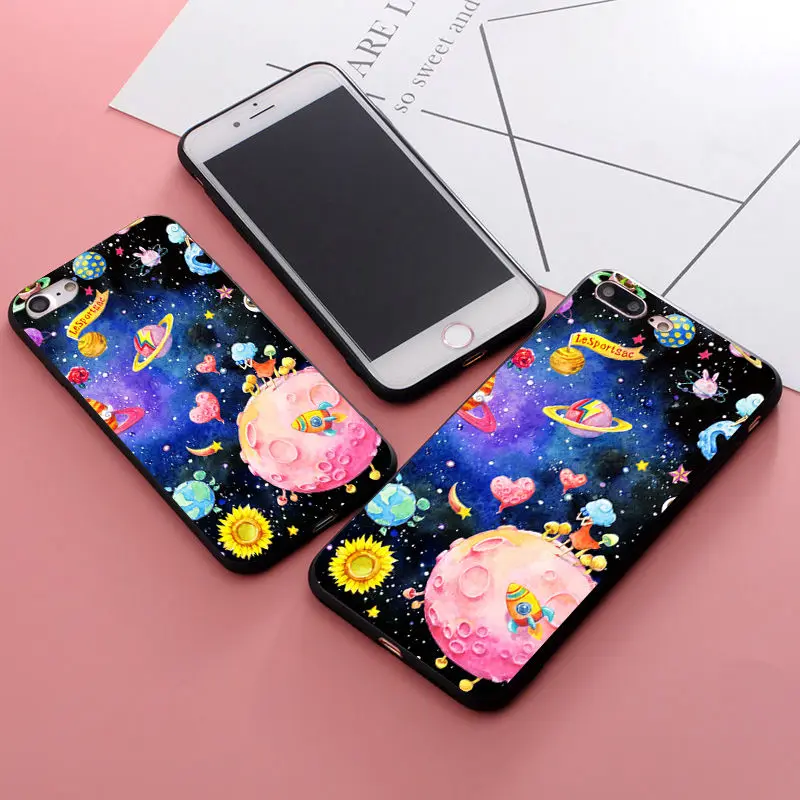 Чехол для iPhone 7 с изображением туманности космоса Луны Вселенной планеты чехол X 8