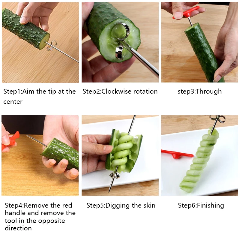 KONCO картофеля огурец спираль с ручным роликом резак Making спиральный нож терка для