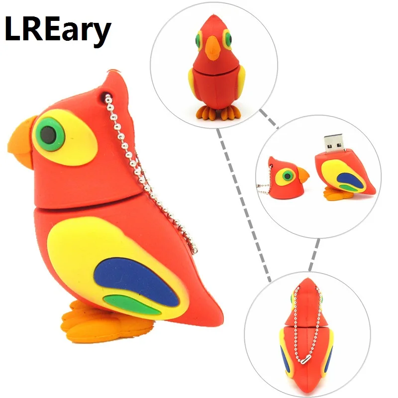 

cute Parrot pen drive cartoon bird usb flash drive 32gb 16gb 8gb 4gb flash memory stick animal pendrive USB2.0 real capacity