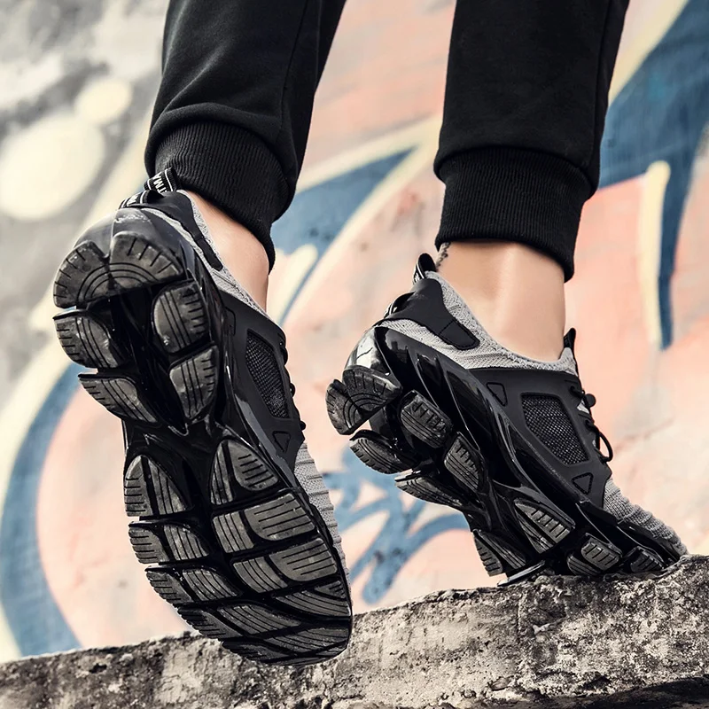 LAKESHI New Men Shoes Summer Casual 2018 Fashion Sneakers Comfortable Lightweight Gray black | Обувь