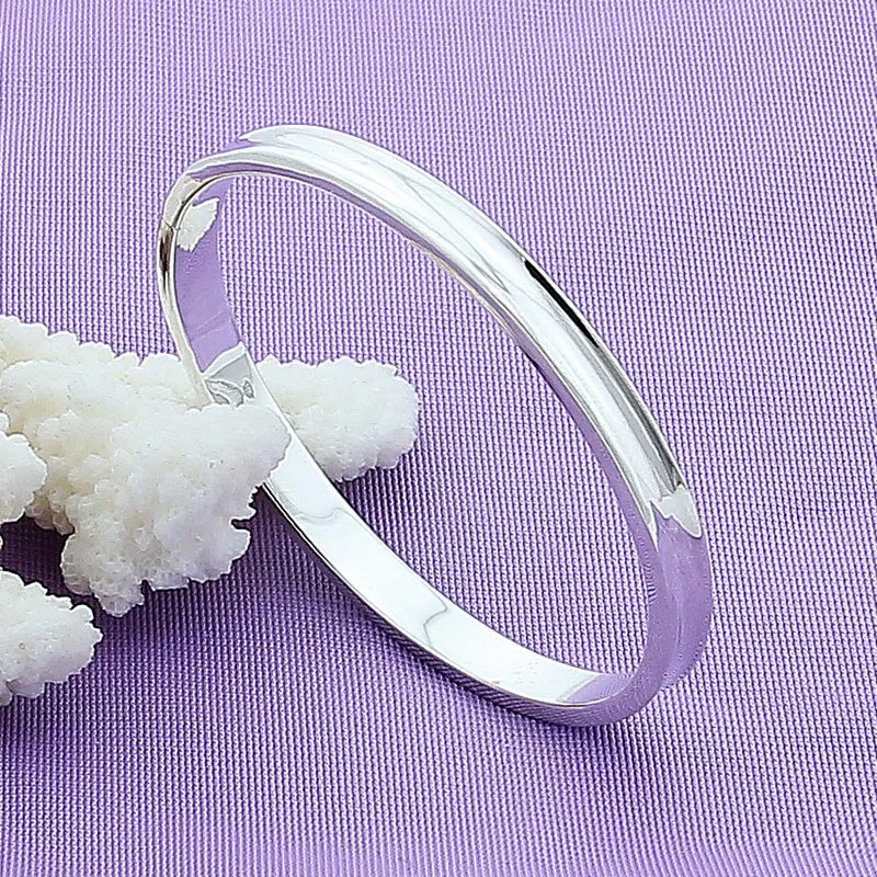 Женский гладкий браслет из серебра 925 пробы|925 silver bracelet bangle|silver bracelets banglesbangles fashion |