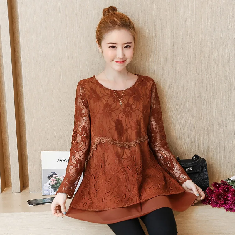 Фото New arrival2018 Spring Fashion ladies O neck cute lace shirt casual blouse long sleeves tops juniors plus size L-XXXXXL 5XL Женская New arrival2018 Spring Fashion ladies O neck cute lace shirt casual blouse long sleeves tops juniors plus size L-XXXXXL 5XL Женская