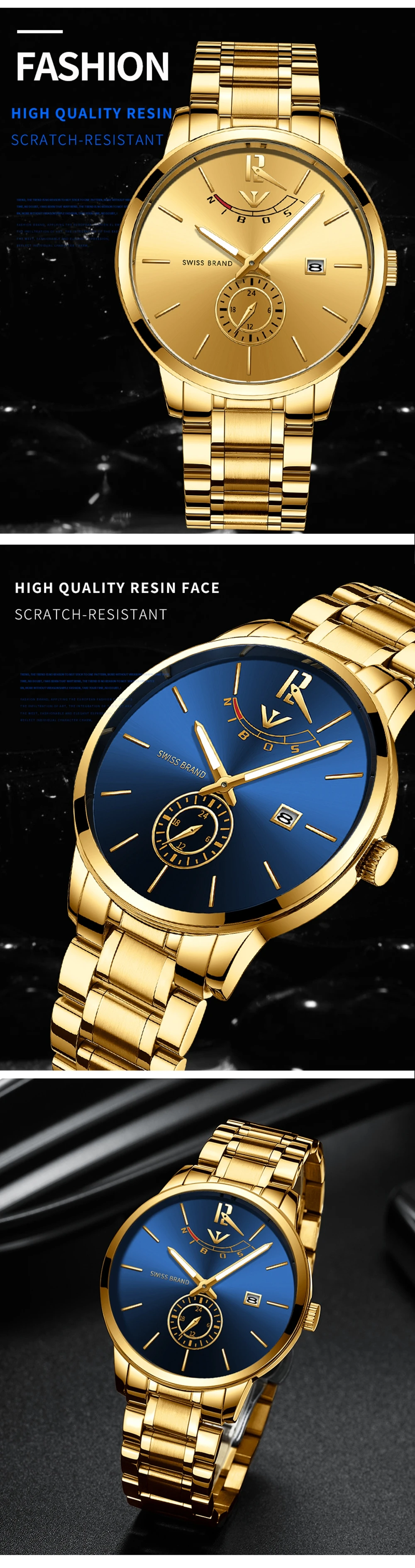 NIBOSI Relogio Masculino Relojes золотые часы мужские часы лучший бренд класса люкс спортивные кварцевые часы Бизнес водонепроницаемые наручные часы