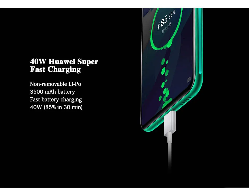 Мобильный телефон HuaWei Nova 5 Pro, 8 ГБ, 128 ГБ, четыре ядра, 6,39 дюймов, OLED экран, сканер отпечатков пальцев, Android 9,0, 40 Вт, SuperCharge, NFC