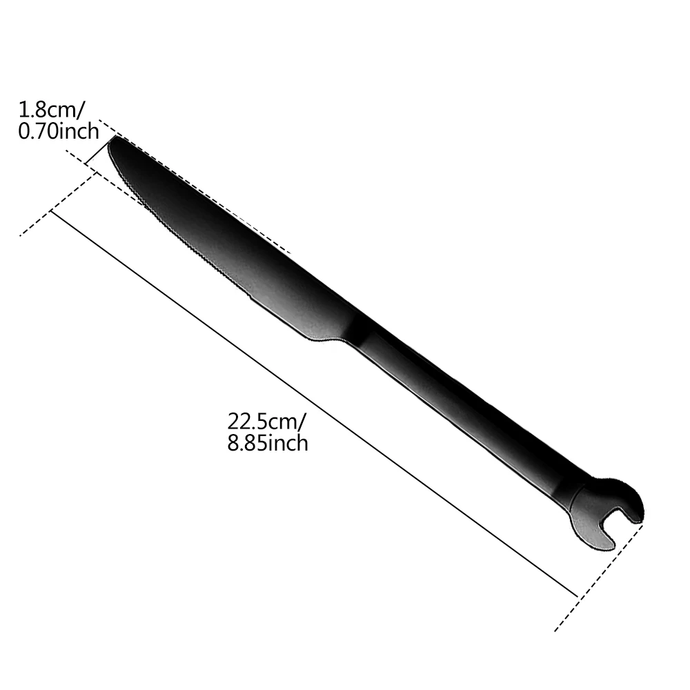 High-end luxury Plating Stainless Steel Tableware Steak Knife Dinner Fruit Dessert Long Fork Tea Spoon Creative Wrench shape - Цвет: L