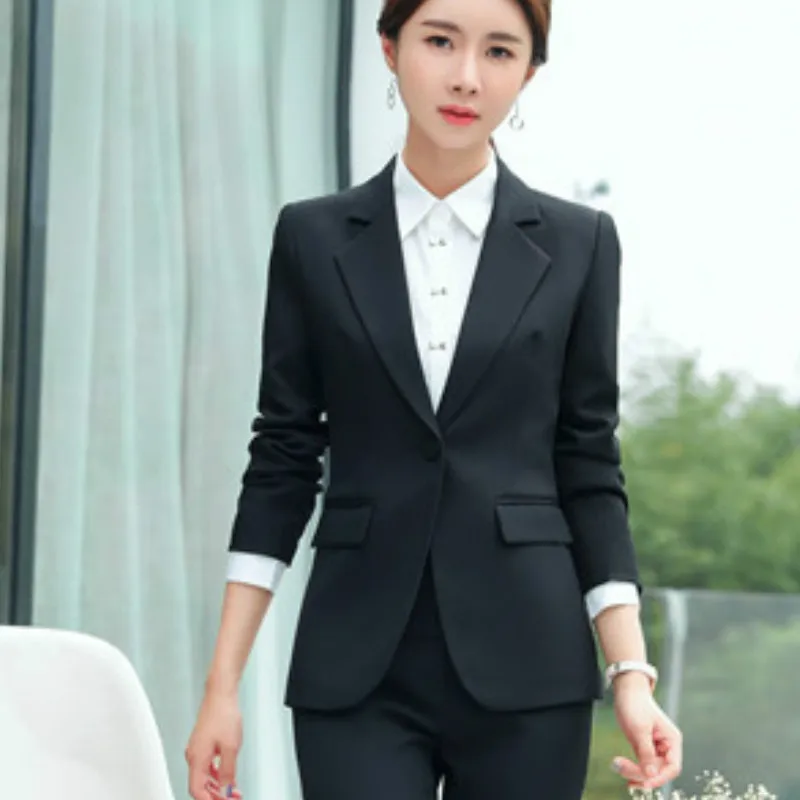 black blazer Элегантный женский Блейзер, куртка для офисных леди, Рабочая форма, женские блейзеры, куртки, пальто, Осень-зима, верхняя одежда, наряды - Цвет: black blazer