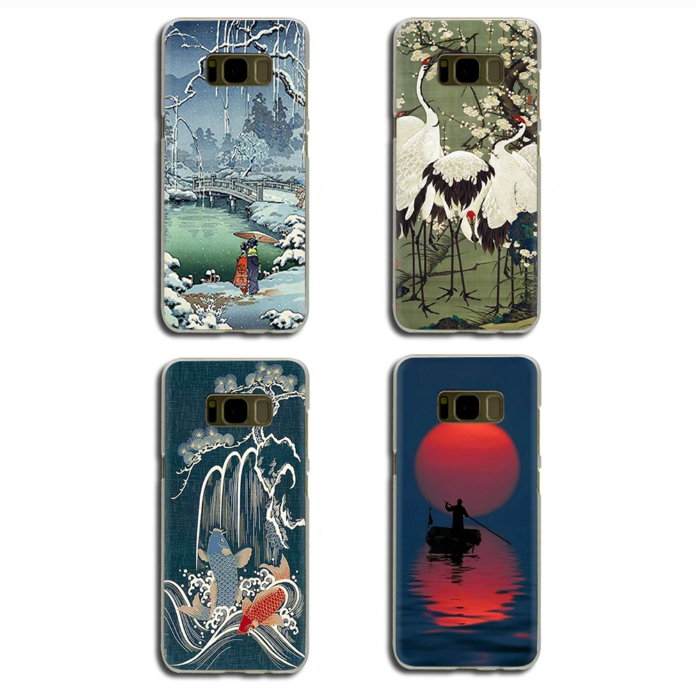 Жесткий чехол Ukiyo e в японском стиле для телефона Samsung Galaxy S6 7 Edge S8 9 Plus S10 E note 8 M10 20