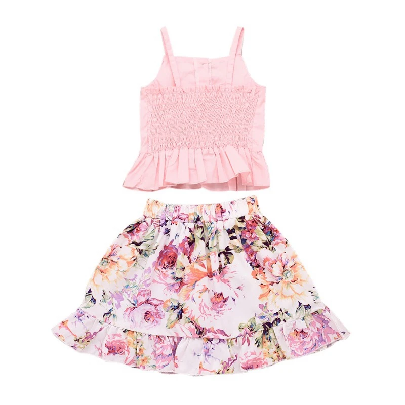 Летний костюм для девочек детская одежда однотонный жилет на лямках без рукавов