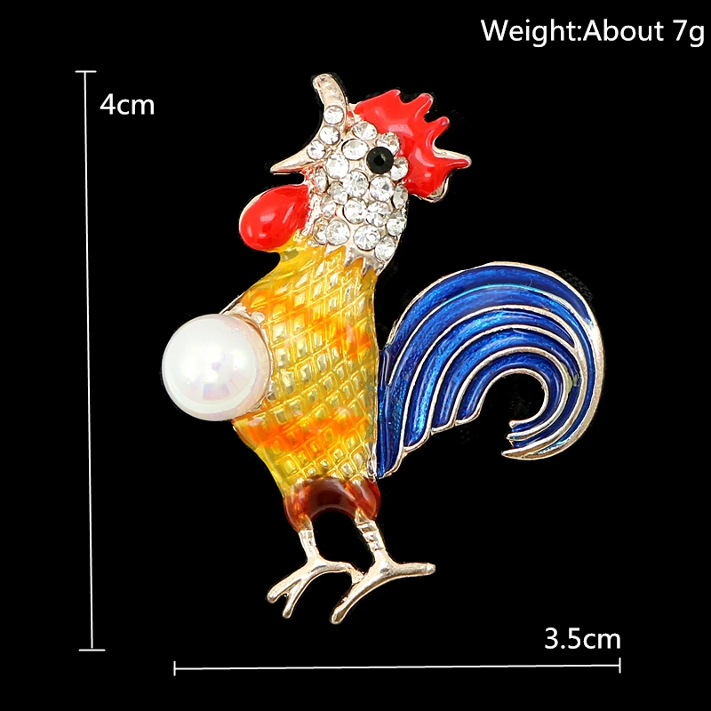 OneckOha Стразы эмалированная Поющая брошь петух булавка Имитация жемчужное