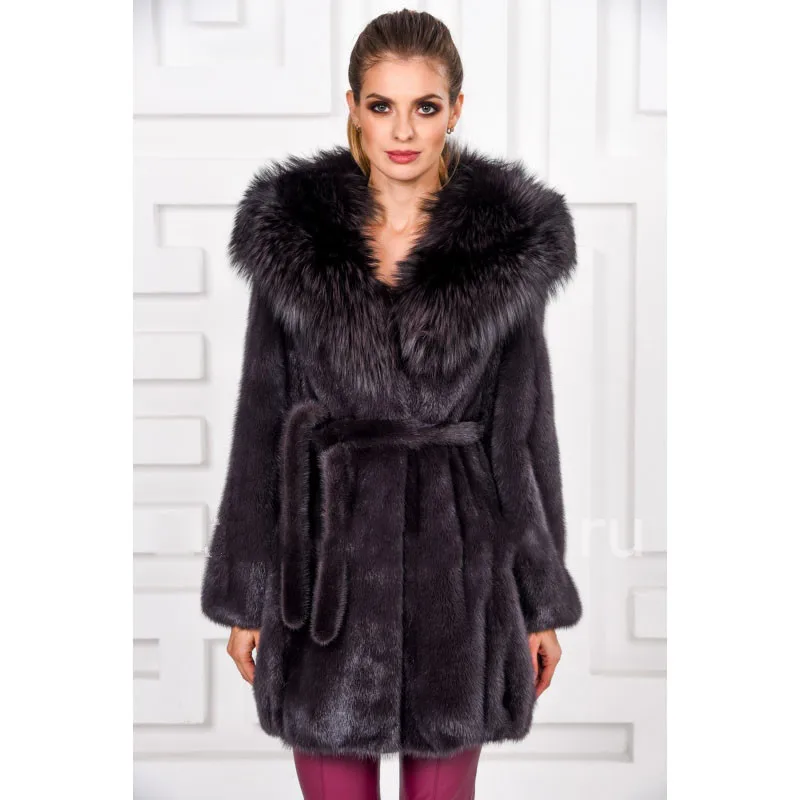 FURSARCAR Manteau Femme Hiver Женская норковая шуба пуховик с лисьим меховым воротником 2018