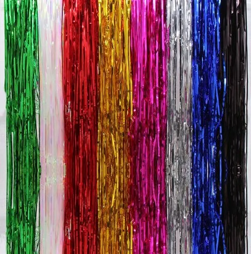 

Laser Waterfall curtain party wedding Backdrop decoration 9.5X100cm Metallic Shimmer tassel birthday festive christmas decor
