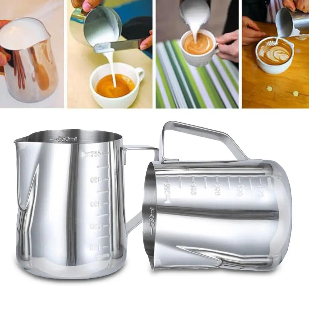 350/600/1000ml Stainless Steel Coffee Cup with Scale Milk Frothing Pitcher New | Pots